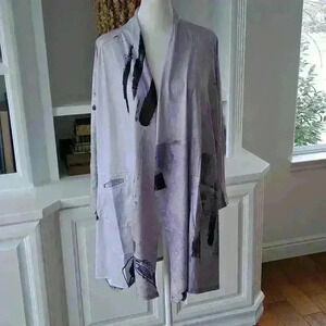 3 Potato Open Cardigan - Colors: Lavenders, Greens, Browns - Size: L